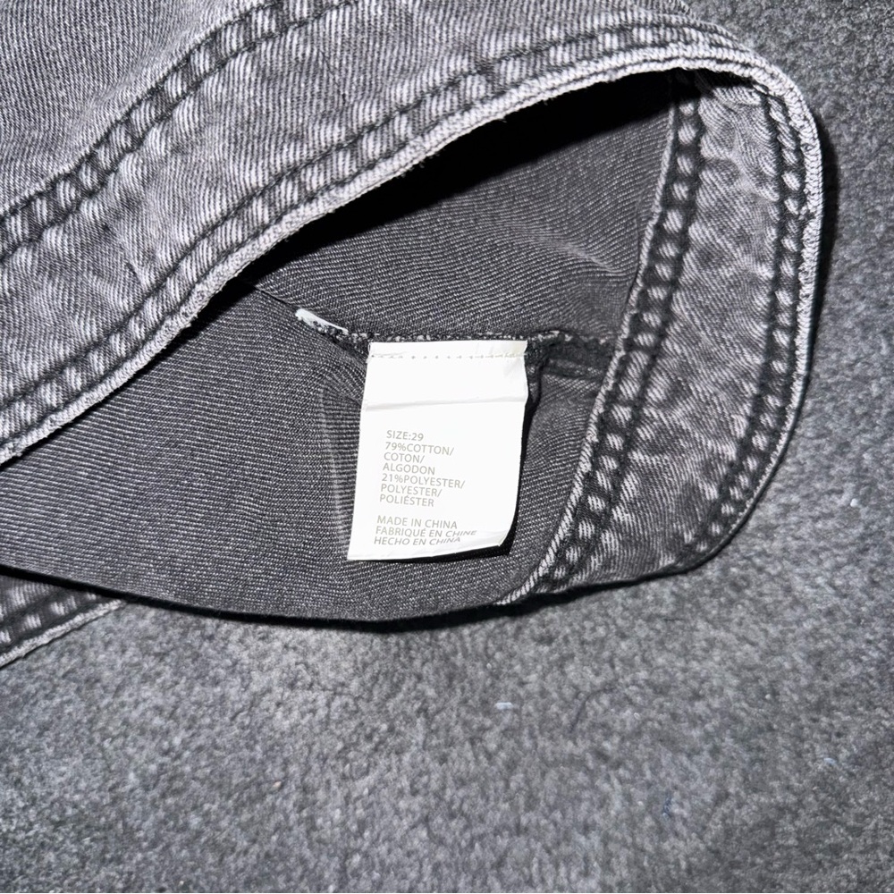 O’Neill Micro Mini Black Denim Skirt Button Front Patch Pocket Sz 29 Grunge Y2K - Picture 6 of 6